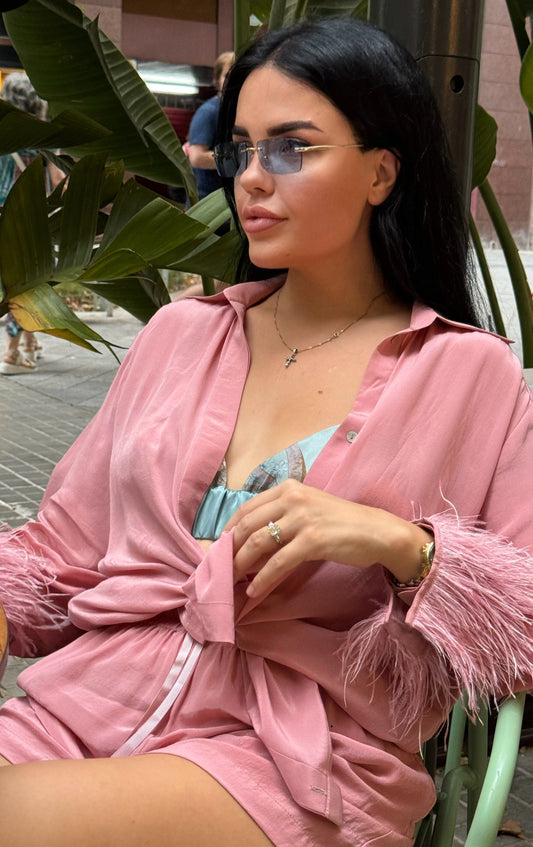 Pink Crepe Silk Shirt