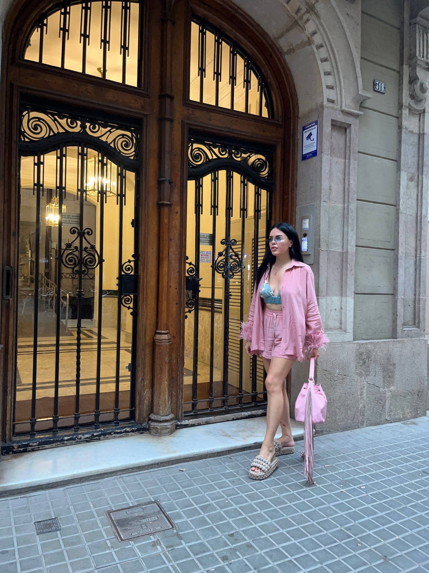 Pink Crepe Silk Shorts