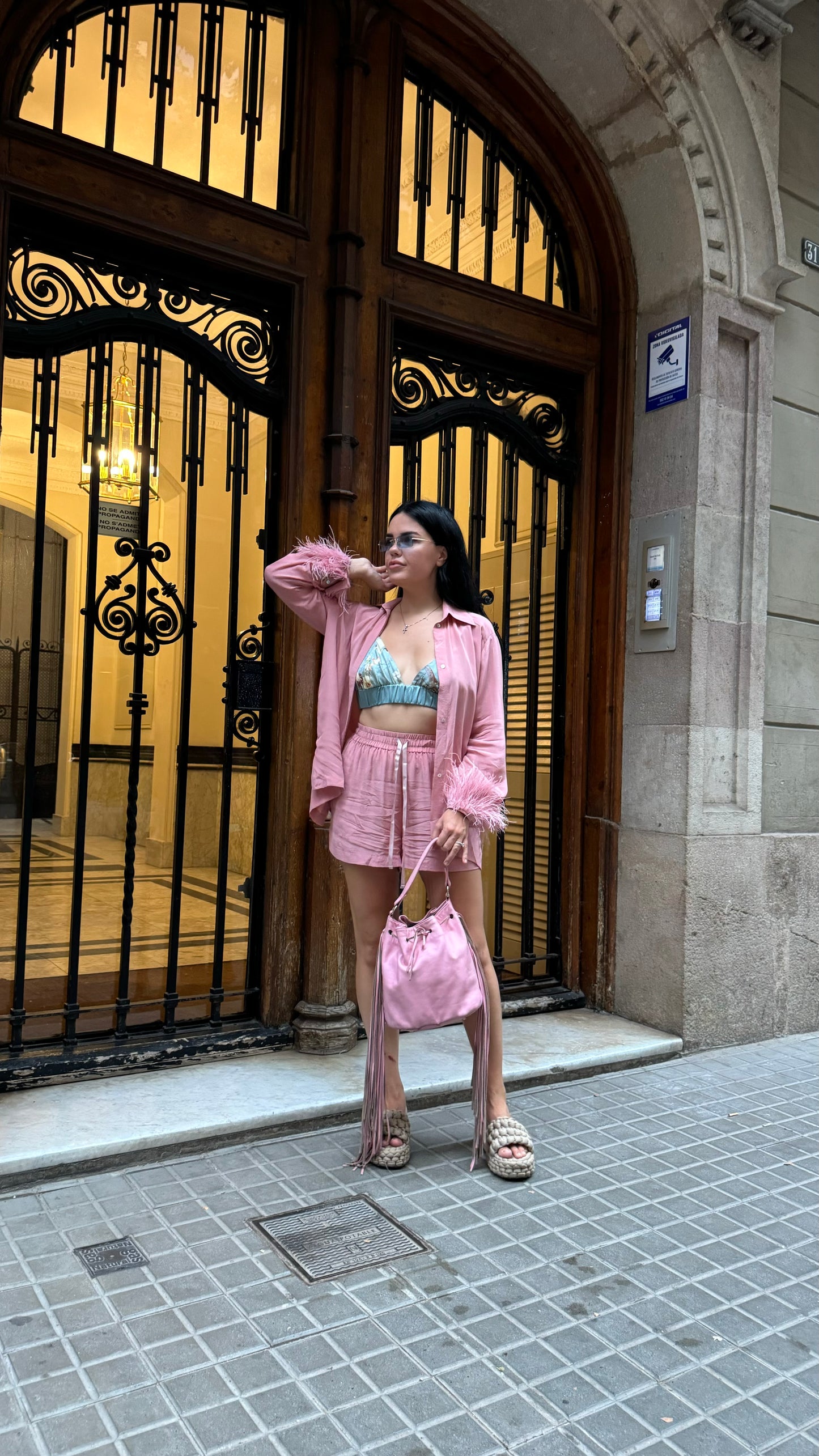 Pink Crepe Silk Shorts