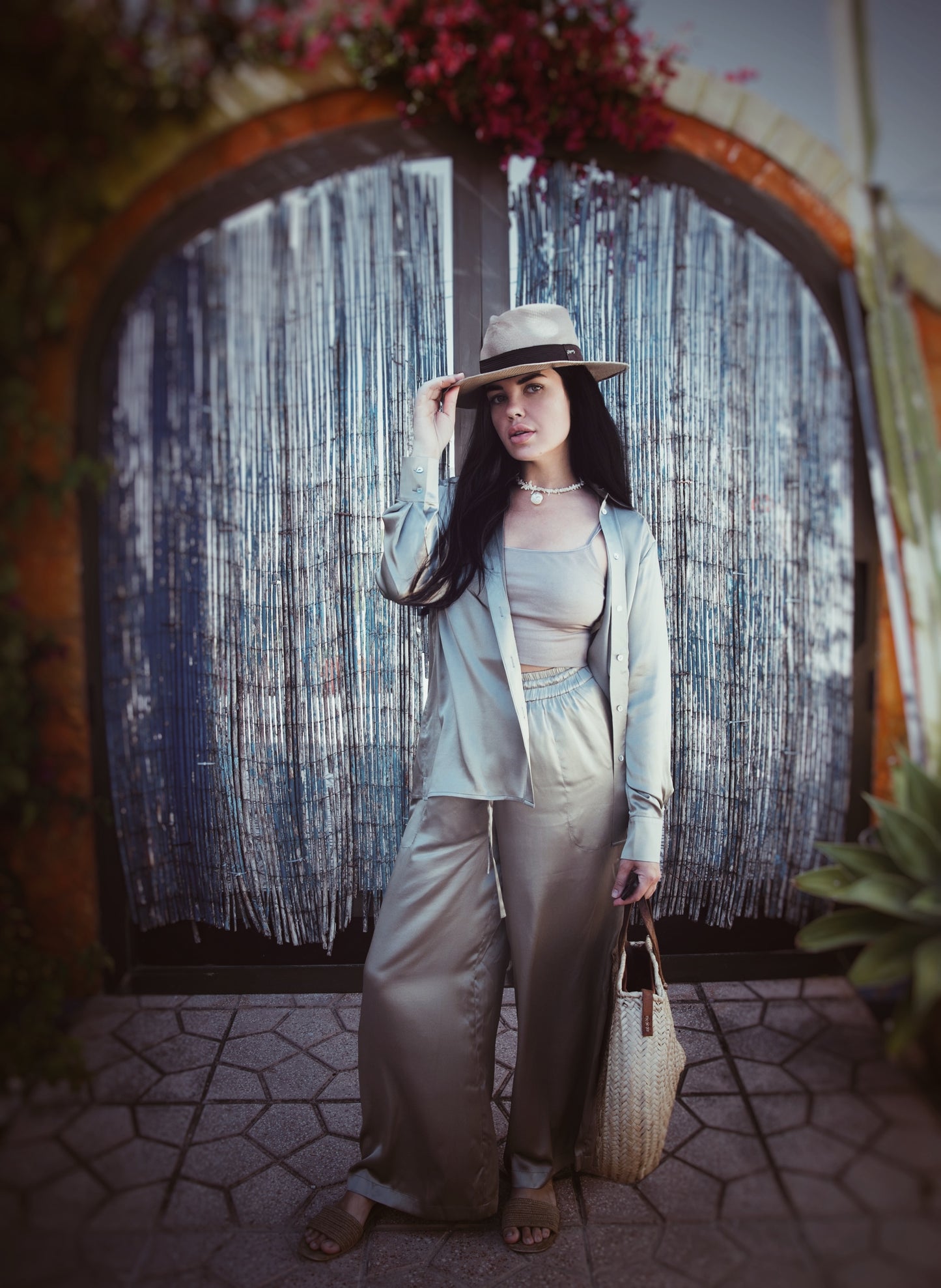 Golden Sand Palazzo Silk Pants