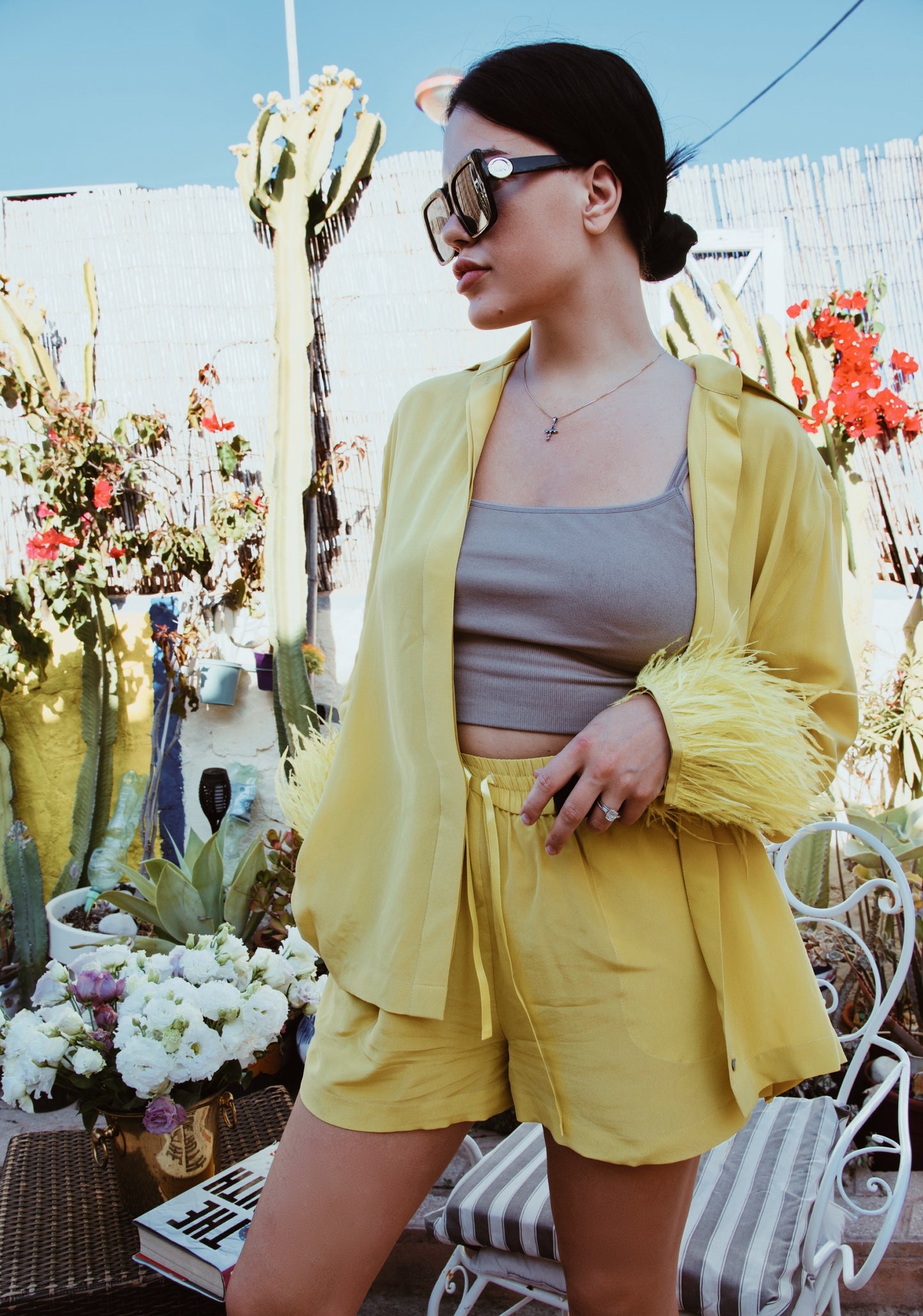 Lemon Crepe Silk Shorts