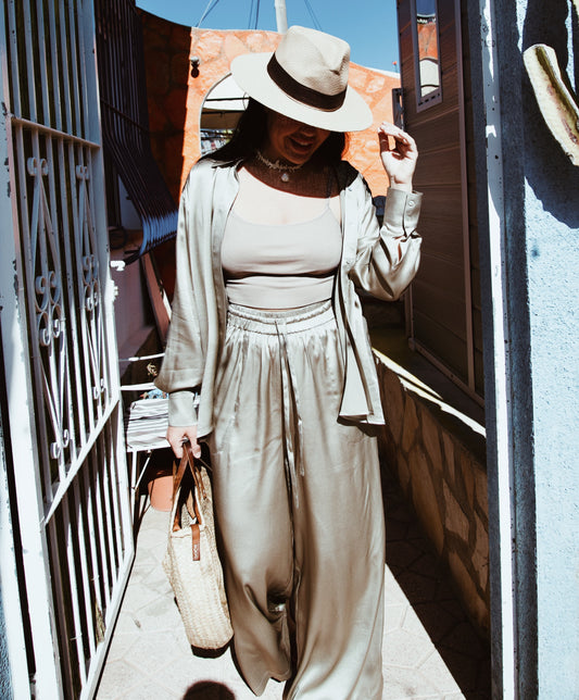 Golden Sand Palazzo Silk Pants