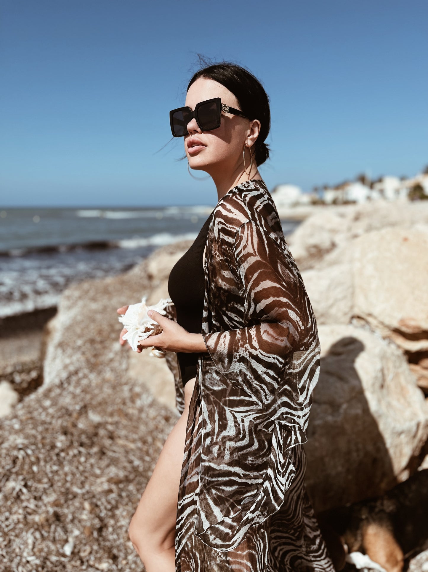 Zebra Silk Chiffon Dress maxi