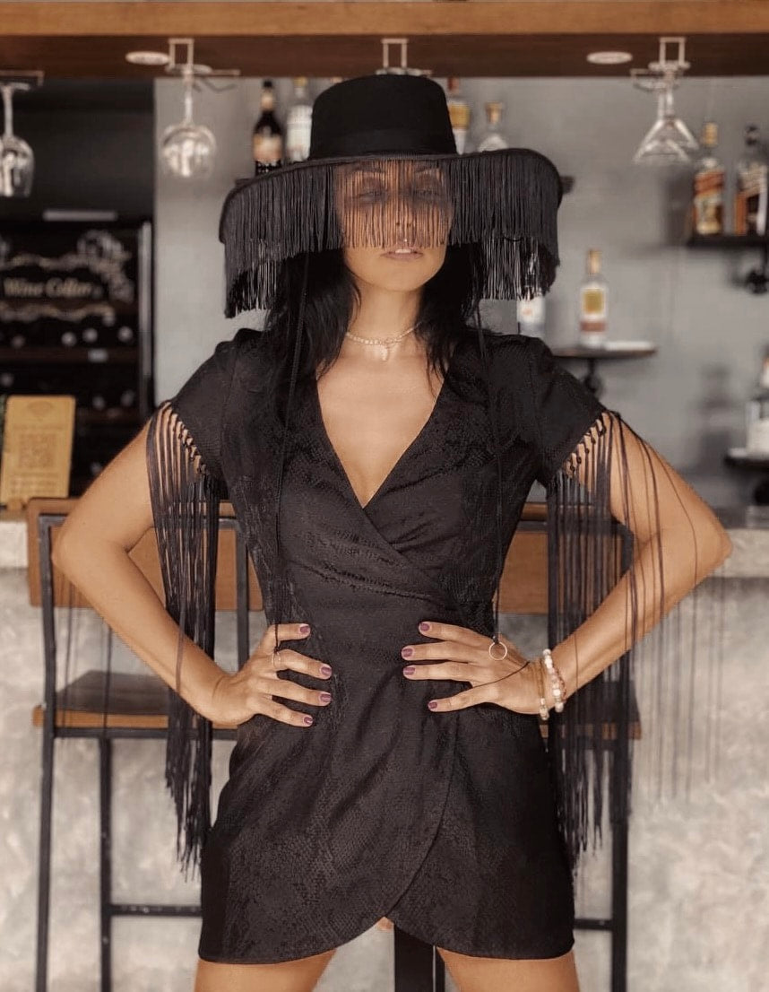 Snake Jacquard Black Dress PRE-ORDER