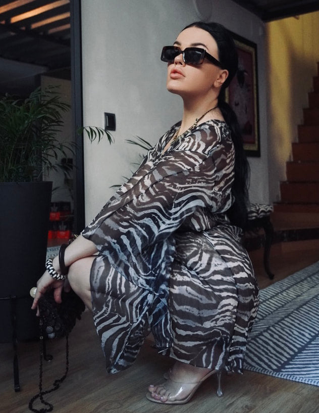 Zebra Silk Chiffon Dress mini