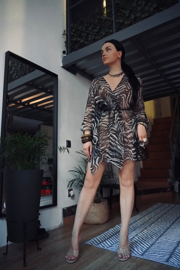 Zebra Silk Chiffon Dress mini