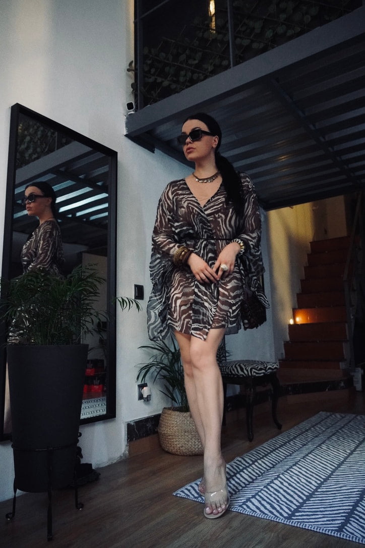 Zebra Silk Chiffon Dress mini