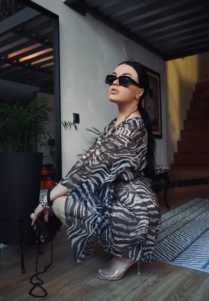 Zebra Silk Chiffon Dress mini